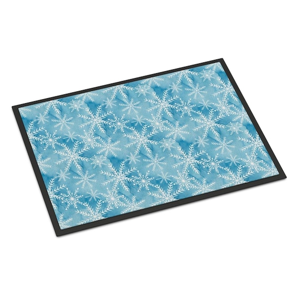 Carolines Treasures Watercolor Snowflake on Blue Indoor or Outdoor Mat, 24 x 36 in. BB7553JMAT - main
